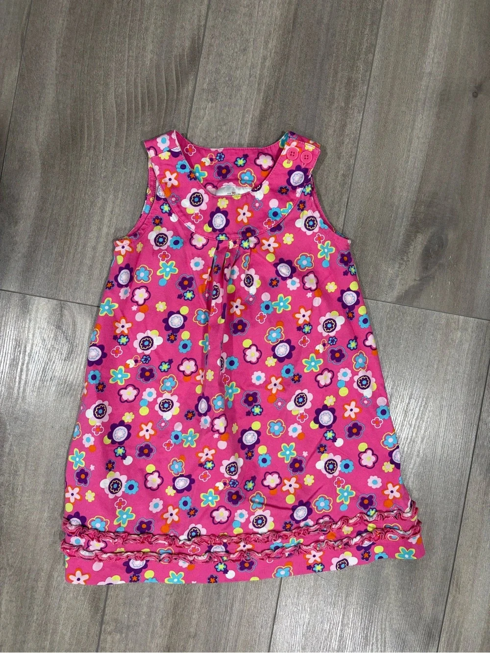 Hanna Andersson Playing Favorites Floral Dress 3T Pink Cotton Ruffle Hem